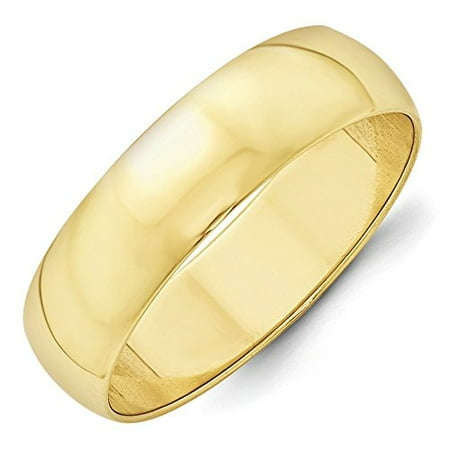 10K Yellow Gold 6.00MM LTW Half Round Wedding Band Ring (8.5)