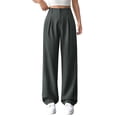 thumbnail image 2 of Delayuji Pants For Women Suit Pants Business Pants Casual Wide Leg Pants High Waisted Ladies Lightweight Work Pant With Pockets Spring Outfit, 2 of 5