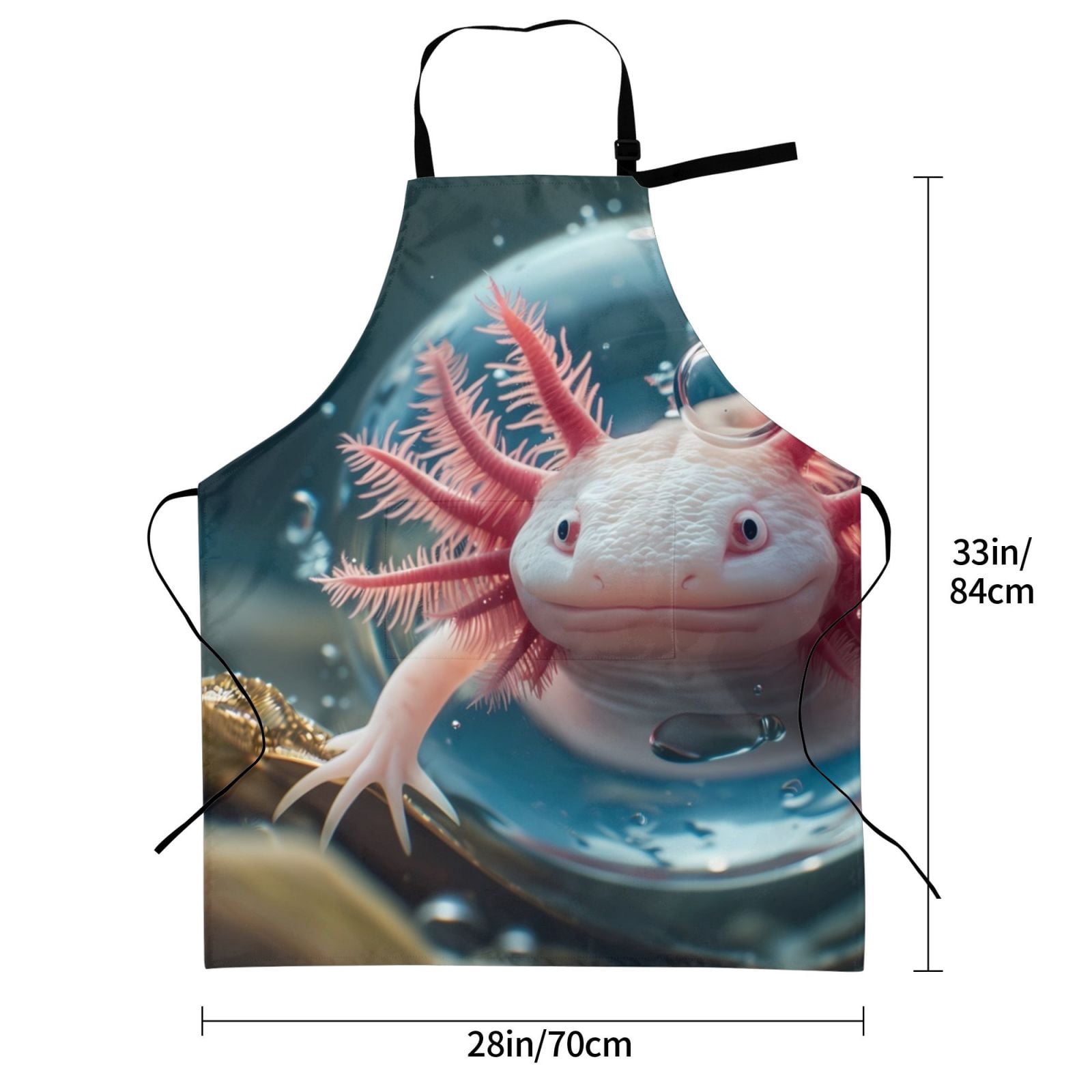 Kdxio Bubbles Axolotl Fantasy Apron with Pockets Adjustable Kitchen Aprons for Men Women Waterproof Aprons for Cooking,Drawing,Crafting, Baking Household Cleaning