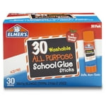 Elmer's All Purpose School Glue Sticks, Acid-Free and Washable, Clear, 7 Grams, 30 Count - Ideal for Craft Projects, Scrapbooking, Classroom, Home, Office, Teacher Supplies