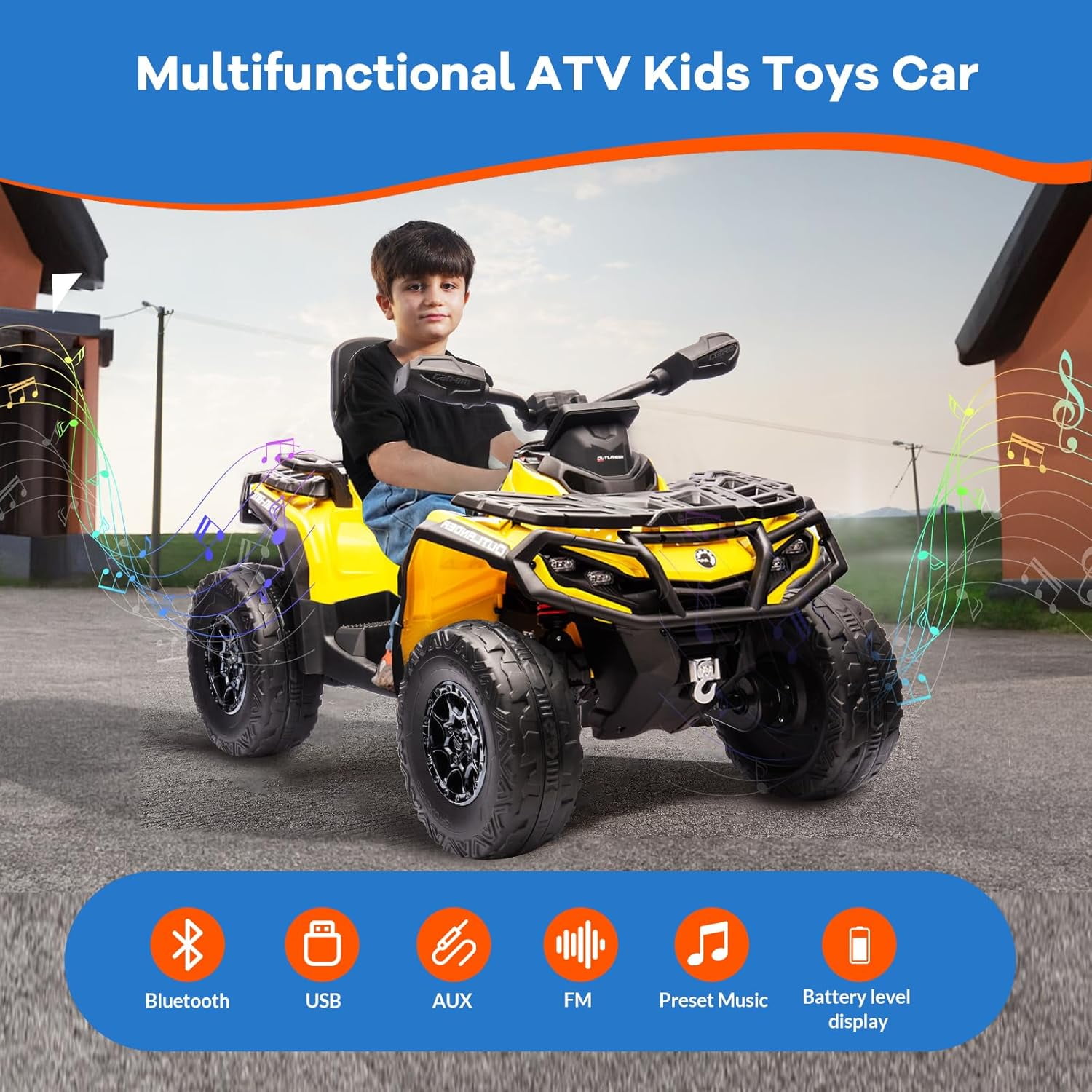 EastVita 2 Seater Ride On ATV for Kids, 12V Ride on Toy Car with Remote Control, 2WD Power, Music, 4 Wheeler Electric Car Battery Powered