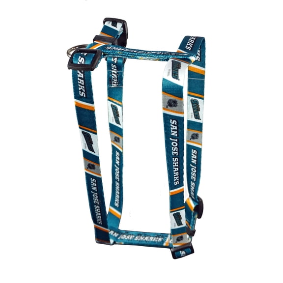 San Jose Hockey Sharks Extra Small XS 5/8 Inch Wide Adjustable Dog Harness 8" - 14"