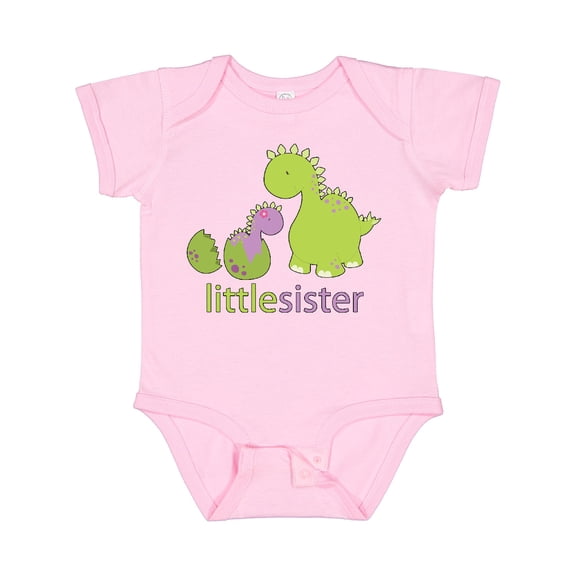 Inktastic Little Sister Purple Girls Baby Bodysuit