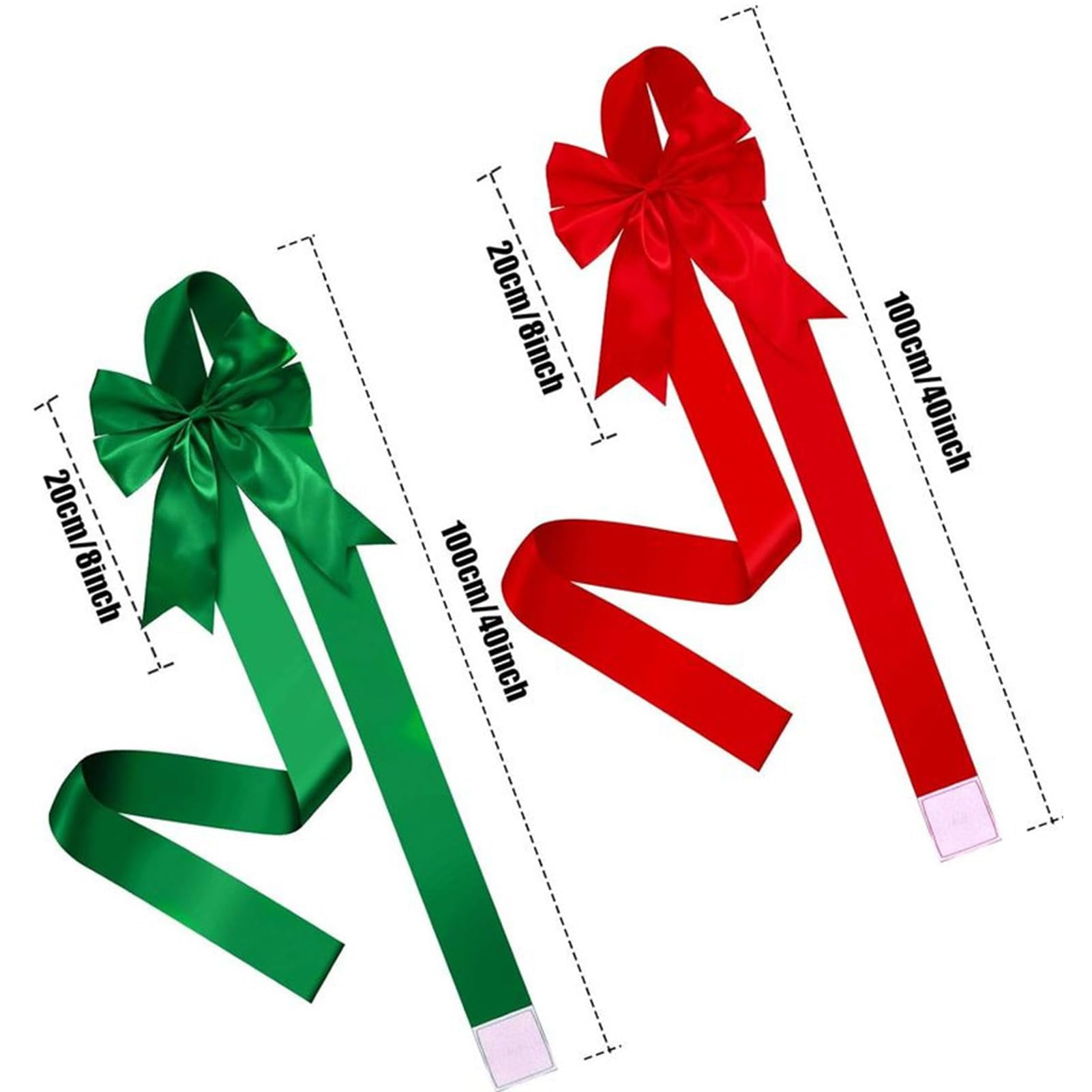 6Pcs Large Red Christmas Cabinet Door Ribbon Bow, 40in Big Christmas Bow Wrapping Decorations, Front Door Bow Christmas Tree Bow