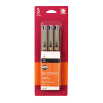 Sakura Pigma Micron Fineliner Pens, Archival Black Ink, 05 Tip Size, 3-Pack Set