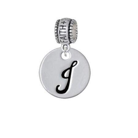 Large Script Letter - J - 3/4'' Disc - Faith Hope Love Charm Bead