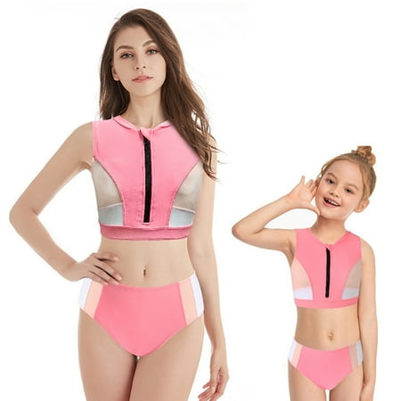 WBQ Bikini Set Summer Family Matching Summer Swimwear Girl Swimsuit Mommy and Girl Cute Baby Girl Swimwear Swimsuit
