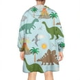thumbnail image 2 of Wearable Oversized Blanket,Dinosaurs Volcano Light Blue Pattern Wearable Blanket Hoodie for Adults,Cozy Hooded Blankets with Super Pockets,Super Warm Fuzzy Pullover for Women & Men, 2 of 6