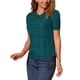 thumbnail image 4 of INSPIRAR CHIC Blusas de Mujer con Cuello Peter Pan en Contraste, con Lunares, de Manga Corta, Talla XS, Azul, Verde, Blanco, 4 of 6