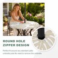 thumbnail image 4 of Round Outdoor Tablecloth with Umbrella Hole and Zipper, Beige Monstera Leaf Tablecloth with Elastic Waterproof, Tropical Plant Foliage Botanical Boho Patio Table Covers for 55" - 60" Pool Tables, 4 of 9