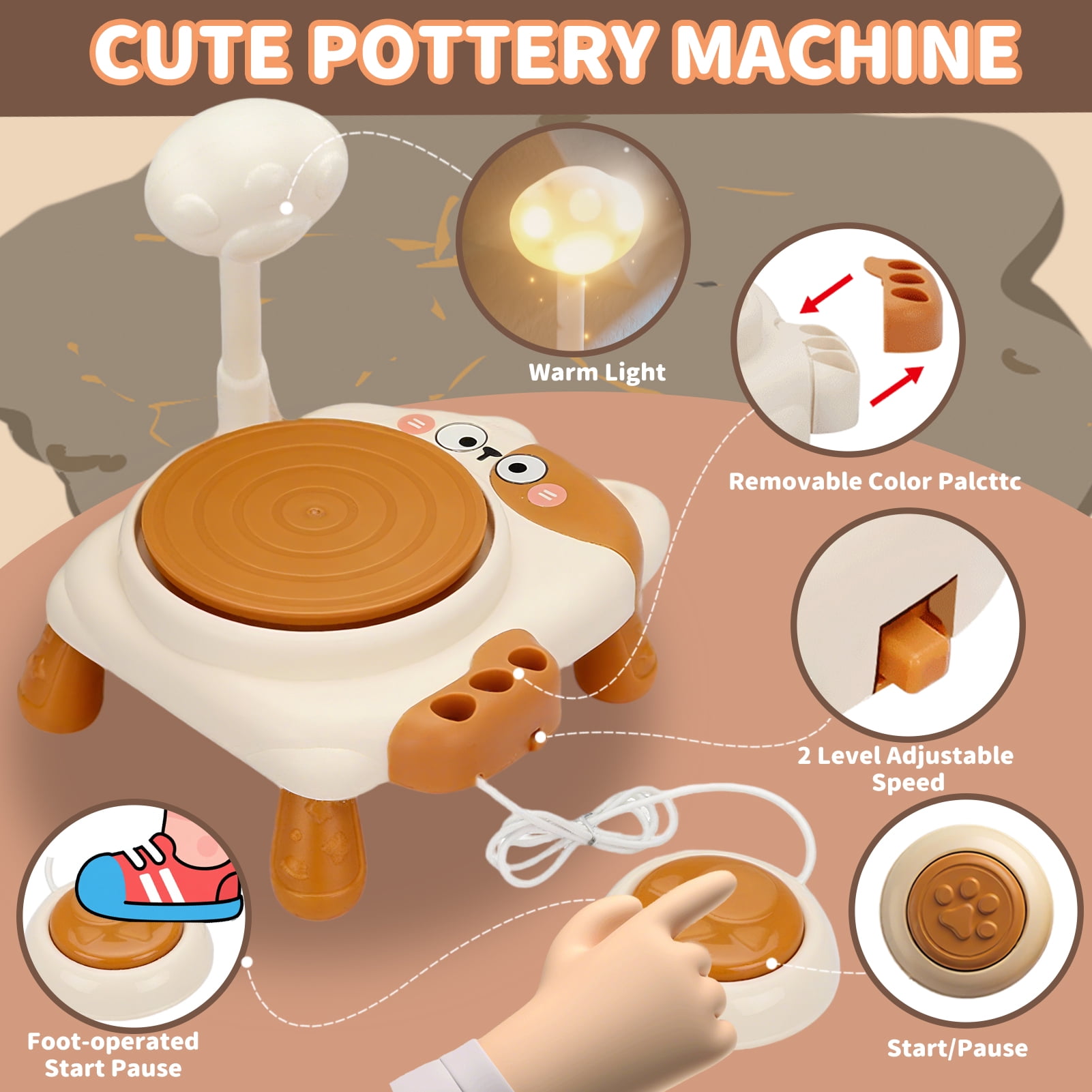 Sunforu Pottery Wheel for Kids, Art and Crafts for Beginner, STEM Painting and Clay Kits Gift for Girl Boy, Birthday Toy