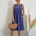 thumbnail image 2 of Sentmoon Robe de Vacances Robes Maxi pour Femmes 2026 Été Couleur Unie Sans Manches Col Ras du Cou avec Poches Extensible Coupe Régulière Robes Mode pour Invitée de Mariage P-5TG, 2 of 9
