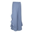 thumbnail image 4 of iOPQO Wide Leg Pants For Women Womens Casual Solid Color Ruffle Edge Slit Loose Wide Leg Trousers Pantspalazzo Pants For Women Pants For Women, 4 of 8