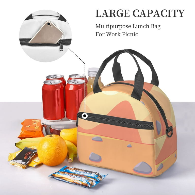 DouZhe Lunch Bags for Women and Men, Cartoon Mountain Rock