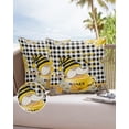 thumbnail image 6 of Pack of 2 Outdoor Pillow Covers, Honey Bee Gnome Honey Daisy Farmhouse Buffalo Plaid Waterproof Square Throw Pillowcase Cushion Decorative Pillow Covers for Couch Patio Tent, 24x24 in, 6 of 6