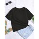 thumbnail image 2 of Camiseta de manga corta con estampado de eslogan para niña, de algodón, con cuello redondo y manga corta, holgada e informal, lavable a máquina, ideal para uso informal., 2 of 6
