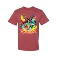 thumbnail image 2 of Wild Bobby Dean Russo Colorful Blue Eyes Cat Cat Lover Men Graphic Tee, Vintage Heather Red, Large, 2 of 5