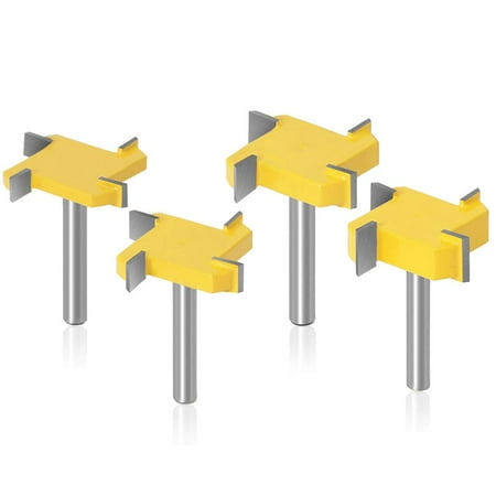

Set of 4Pcs 1/4 Inch Shank 4-Wing Spoilboard Surfacing Router Bit Set Rabbet Slot Cutter Bits Wood Surface Grooving Woodworking Milling Cutting Tools