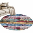 thumbnail image 2 of 3.3ft Round Rug, Vintage Floral Non-Skid Rubber Backing Large Area Rugs - Living Room Bedroom Home Office, Farmhouse Botanical Flowers Indoor Floor Mat Carpets Washable Rug, 2 of 9
