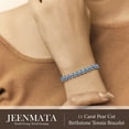 thumbnail image 5 of JeenMata 11 TCW December Blue Topaz - Pear Cut Birthstone Tennis Bracelet for Women in Eternity Design - White Gold Plating, Female, Adult, 5 of 9