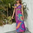 thumbnail image 3 of Vibrant Colorful Paisley Floral Design Art King Size Sleeveless Dress Dresses Summer Women Dresses Clothing Woman Dresses Dress, 3 of 7