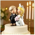 thumbnail image 1 of Bonita decoración para tartas de boda para novios  Mini figura de resina para decoración de pasteles, centro de mesa, expositor de estante, elegante decoración clásico para tartas de boda, 9 cm de, 1 of 9