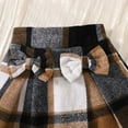 thumbnail image 6 of GBSYEWXS Toddler Child Girls Outfits Sets Plaid Print Sweater Skirt Long Sleeve Lapel Neck Trendy 3Pc Clothing Set Brown Size 9-12 Months, 6 of 9