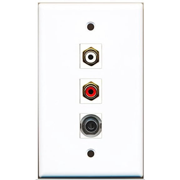 RiteAV - 1 Port RCA Red and 1 Port RCA White and 1 Port 3.5mm Wall Plate