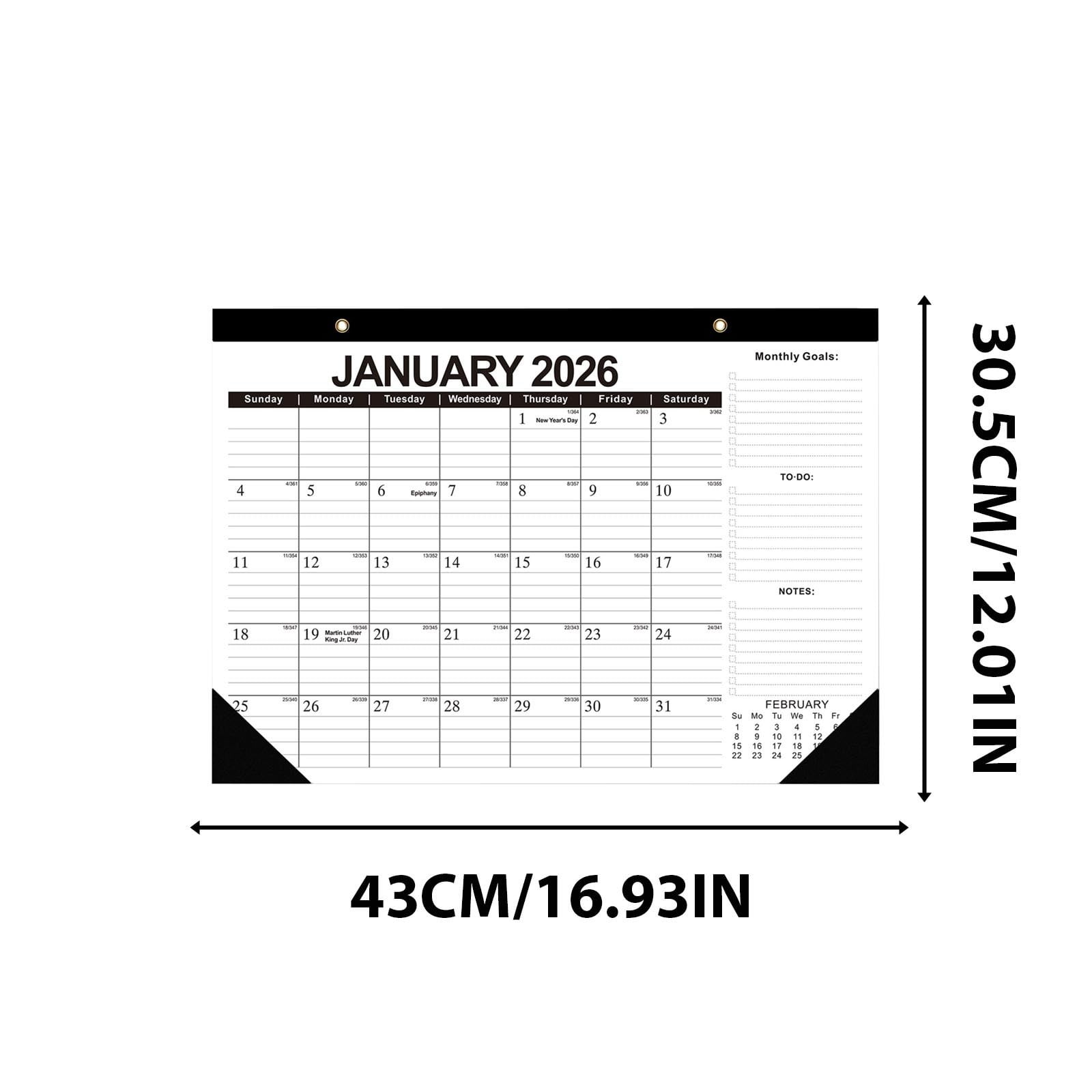 Desk Calendar 2026-2027 (Jun. 2026 - Dec. 2027), 19 Months Calendar 17" × 11.5" Desktop Planner with Julian Date, Monthly Goals, Academic To-Do List, for Home, Office & Teachers, 2pcs
