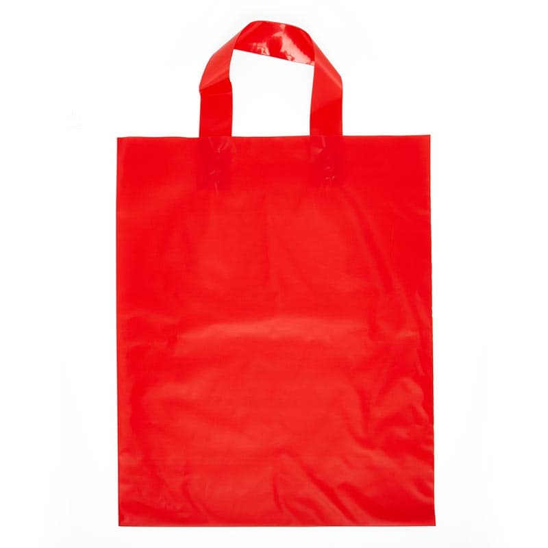 Red Flat Plastic Handle Bags 2.5 mil Thick Quantity 250 Width 9