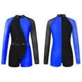 thumbnail image 5 of iEFiEL Girls Contrast Color Long Mesh Sleeve Gymnastic Leotard Ballet Dance Training Jumpsuit, 5 of 6