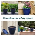 thumbnail image 5 of Sunnydaze Studio 11" x 11" x 10" Round Imperial Blue Ceramic Solid Plant Pot with Saucers (2-Count), 5 of 11