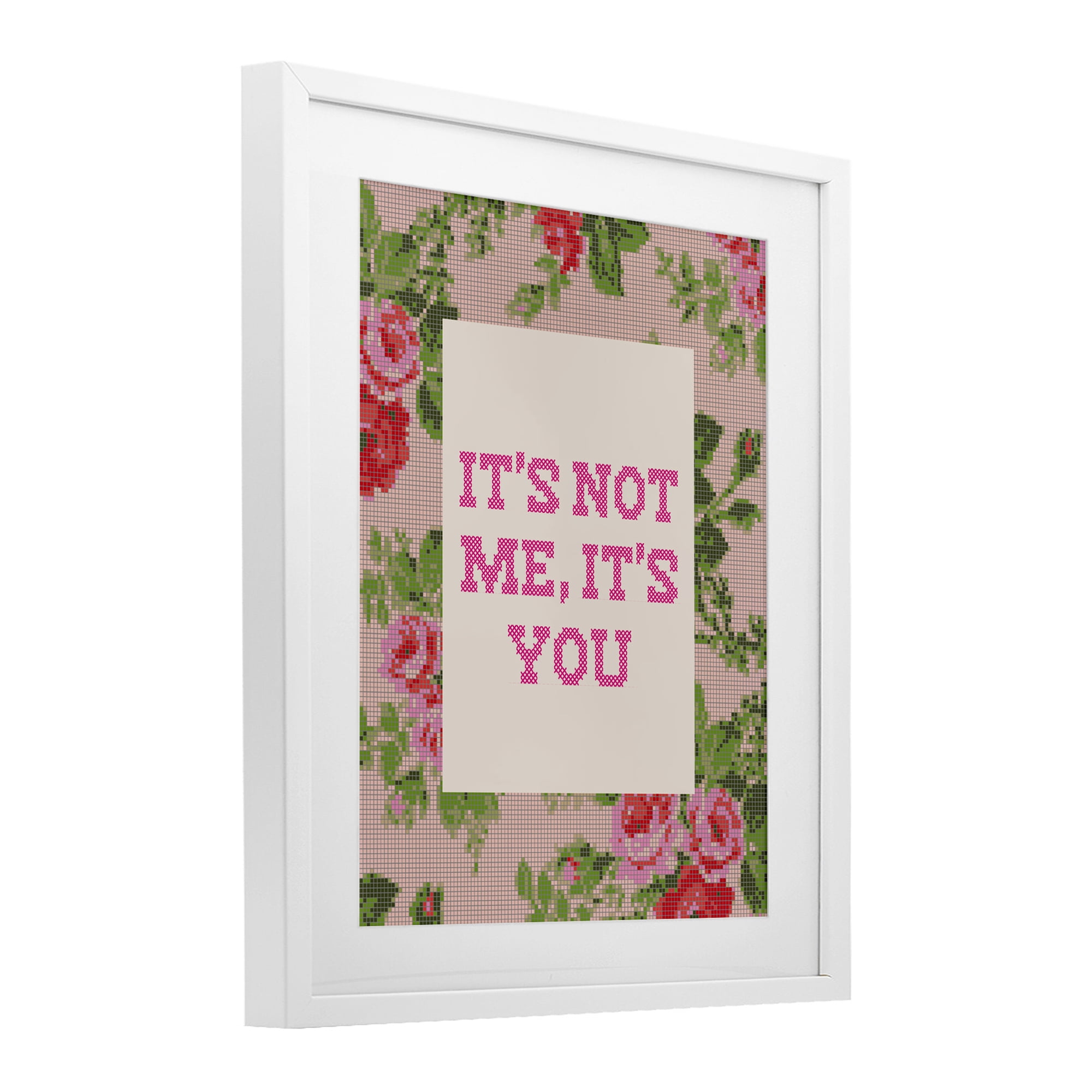 Stupell Industries Not Me It's You Faux Cross Stitch White Framed Print Under Glass, design by Lil' Rue