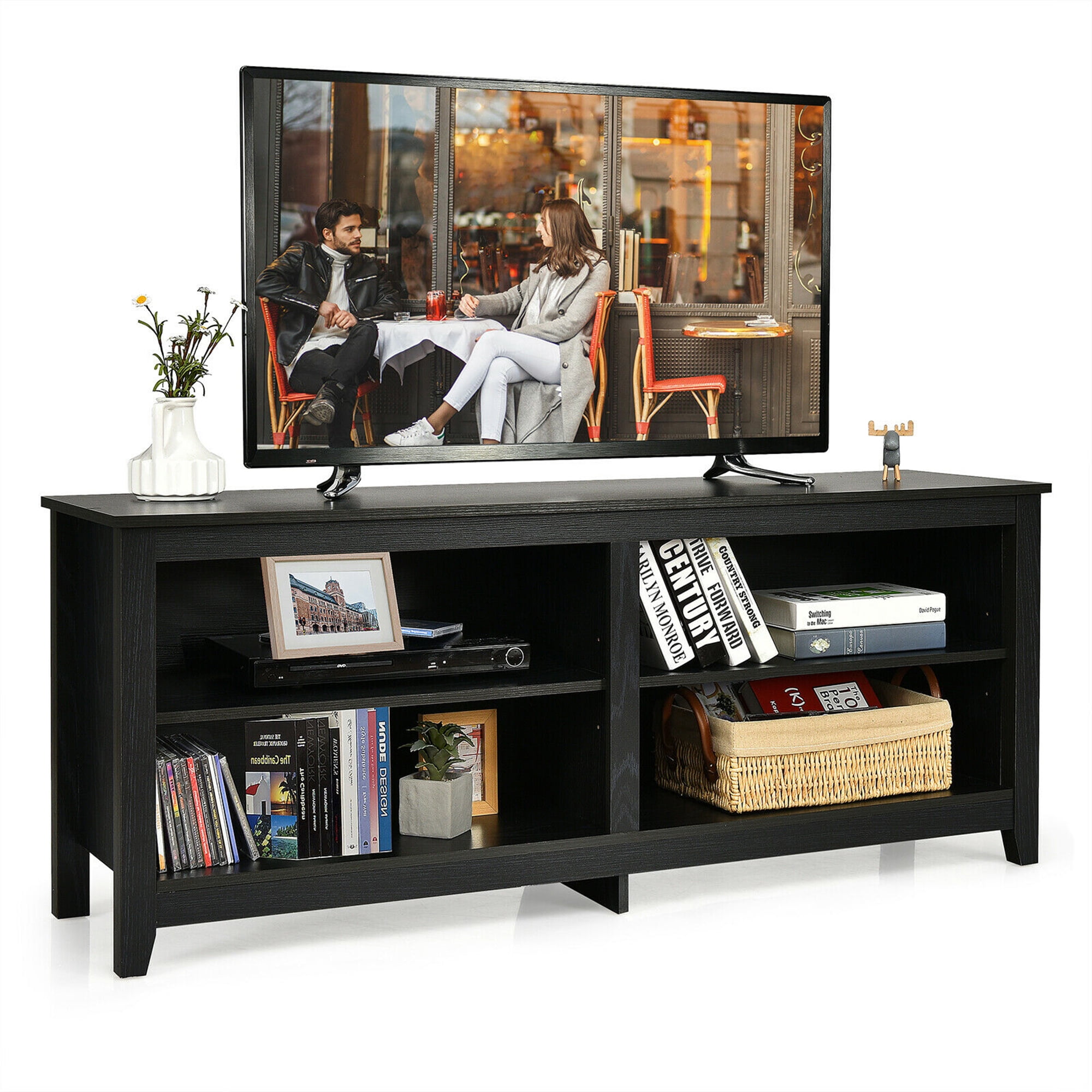 Gymax 4Cubby TV Stand Media Console for TV's up to 65'' w/ Adjustable