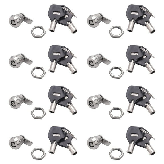 8X Cabinet Door Quarter Turn Security Tubular Cam Lock W Keys