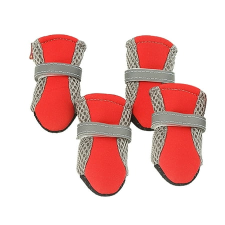 Bluethy 4Pcs Dog Shoes Magic Sticker Closure Breathable Fabric Non-Slip Puppy Boots for Outdoor