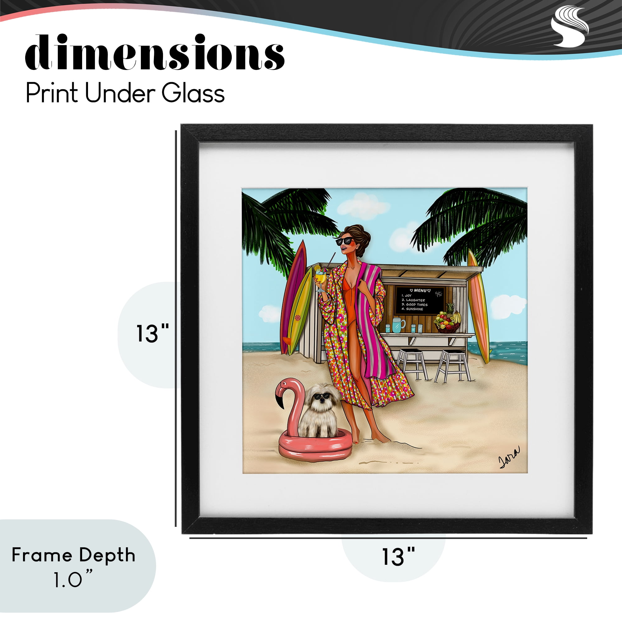 Stupell Industries Beach Girl in Summer Sun Black Framed Print Under Glass, design by Tara Boone