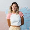 thumbnail image 3 of Dalix Heartly Ghost Short Sleeve Raglan Micro Rib Babe Tee Soft Cute Womens in Pink M Medium, 3 of 5