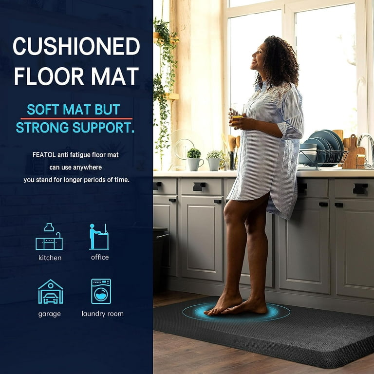 FEATOL Extra Thick Anti Fatigue Mat Floor Mat, Standing Desk Mat Memory  Foam Cushioned Anti Fatigue Office Ergonomic Kitchen Mats Comfort Standing  Pad
