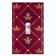 thumbnail image 1 of Metal Light Switch Plate Cover Elegant Yellow Crown Tufted Burgundy Damask DAM085, 1 of 13