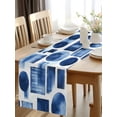 Burlap Table Runner 36 Inches Long, Blue Color Block on White Non-Slip ...