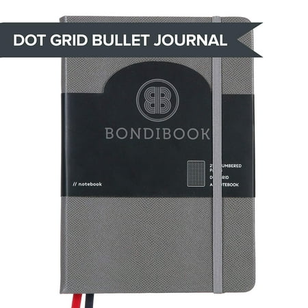 A5 Hardcover Dot Grid Bulleted Journal Large Bujo Notebook, 2 Bookmarks, Dotted Numbered Pages, 5.75 X 8.27