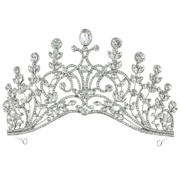 SAMKY Bridal Tiara Majestic Silver Crown with Rhinestone Crystals