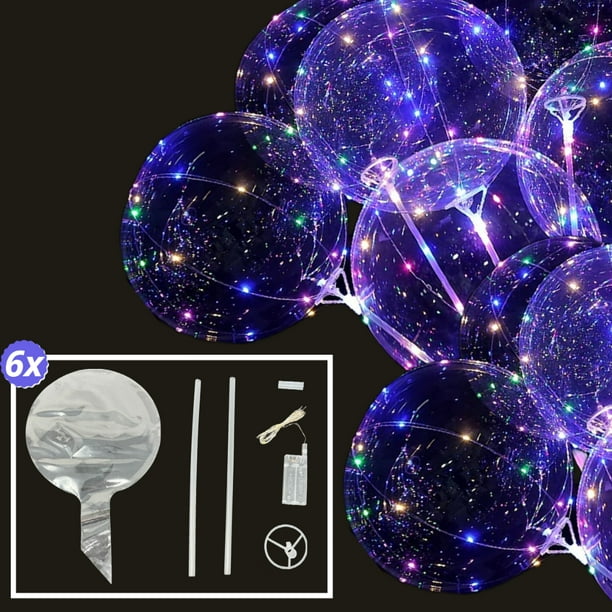 Way to Celebrate 6 Pack LED Light Up Balloons, BoBo Balloons, 6