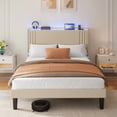thumbnail image 5 of Hot Sale Wingback Upholstered Queen Bed Frame, Sturdy & Noise-Free Platform Bed, No Box Spring Required, Easy Assembly Beige, 5 of 10