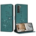thumbnail image 2 of Flip Case for Samsung Galaxy S22 Plus PU Leather Wallet Case with RFID Blocking Card Slot & Cash Pocket Magnetic Clasp Stand Function Cover Cat Patterned with Wrist Strap Phone Case,Darkgreen, 2 of 10