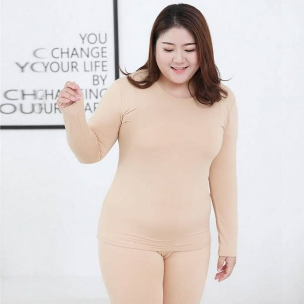 Ropa interior térmica para mujer color sólido grasa MM más grasa más tamaño otoño pantalones rasguño pelo más terciopelo fino siete colores 240 kg