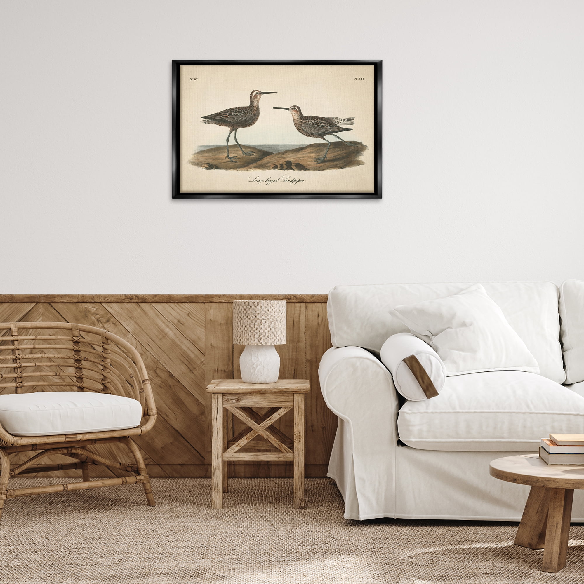 Stupell Industries Long Legged Sandpiper Animals & Insects Painting Black Floater Framed Canvas Art Print Wall Art, 31 x 21