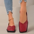 thumbnail image 5 of GERsome Women's Low Block Heels Square Toe Slip-On Slingback Dress Shoes for Wedding Party Work, Red Size 7.5, 5 of 9