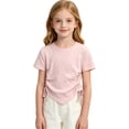 thumbnail image 2 of Girls Short Sleeve Irregular T-Shirts Kids Slim Fit Tops Summer Fashion Crewneck Tees Girl Clothes Size 3-4 Years, 2 of 5